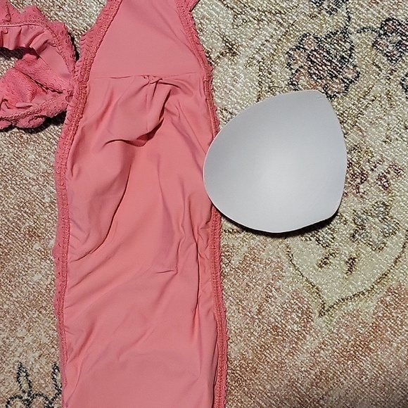 VIX Paula Hermanny Pink Laser Cut Scales Bandeau TOP with Sleeves - Size L D Cup - Picture 7 of 16